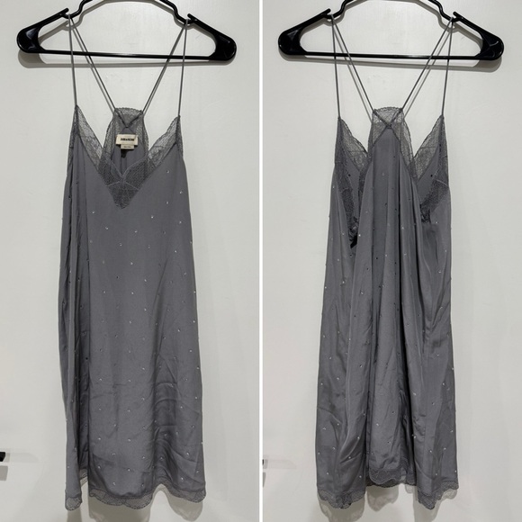 Zadig & Voltaire Ristyz Grey Iron CDC Silver Strass Dress - L - Picture 4 of 4